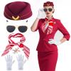 Beelittle Women's Stewardess Costume Accessories Flight Attendant Hat with Air Hostess Cosplay Costume Accessories(Burgundy) view 2