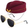 Beelittle Women's Stewardess Costume Accessories Flight Attendant Hat with Air Hostess Cosplay Costume Accessories(Burgundy) view 3