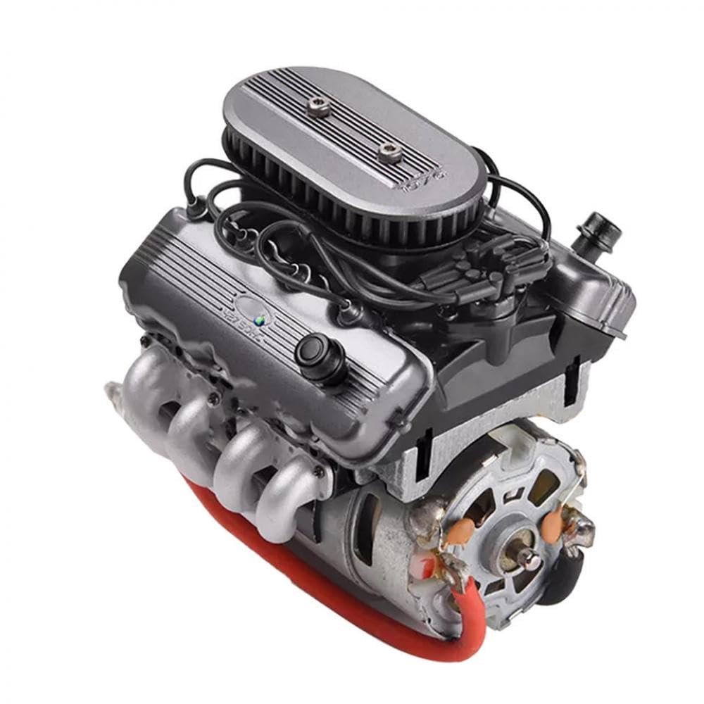 1/10 Scale V8 Engine Hood Fan Aluminum Radiator Compatible with GRC 1976 F76 Motor Radiator and G164AS Toy Accessories(BK)