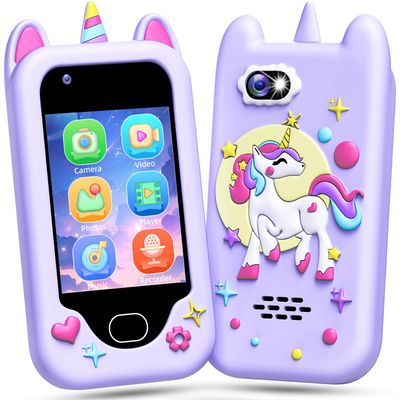 Lapare Kids Smart Phone Toys, Christmas Birthday Gifts for 3-8 Year Old Girls, Touchscreen HD Dual Camera Cell Phone with 32G SD Card(Purple)