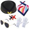 Beelittle Women's Stewardess Costume Accessories Flight Attendant Hat with Air Hostess Cosplay Costume Accessories(Black) view 1