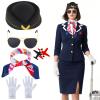 Beelittle Women's Stewardess Costume Accessories Flight Attendant Hat with Air Hostess Cosplay Costume Accessories(Black) view 2