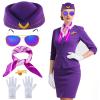 Beelittle Women's Stewardess Costume Accessories Flight Attendant Hat with Air Hostess Cosplay Costume Accessories(Purple) view 2