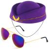 Beelittle Women's Stewardess Costume Accessories Flight Attendant Hat with Air Hostess Cosplay Costume Accessories(Purple) view 3