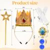 jayuwe 5PCS Princess Accessories, Princess Crown|Magic Wand|Brooch|Gloves|Earrings for Girls Halloween Cosplay Birthday Party Costume Dress Up Gold view 2