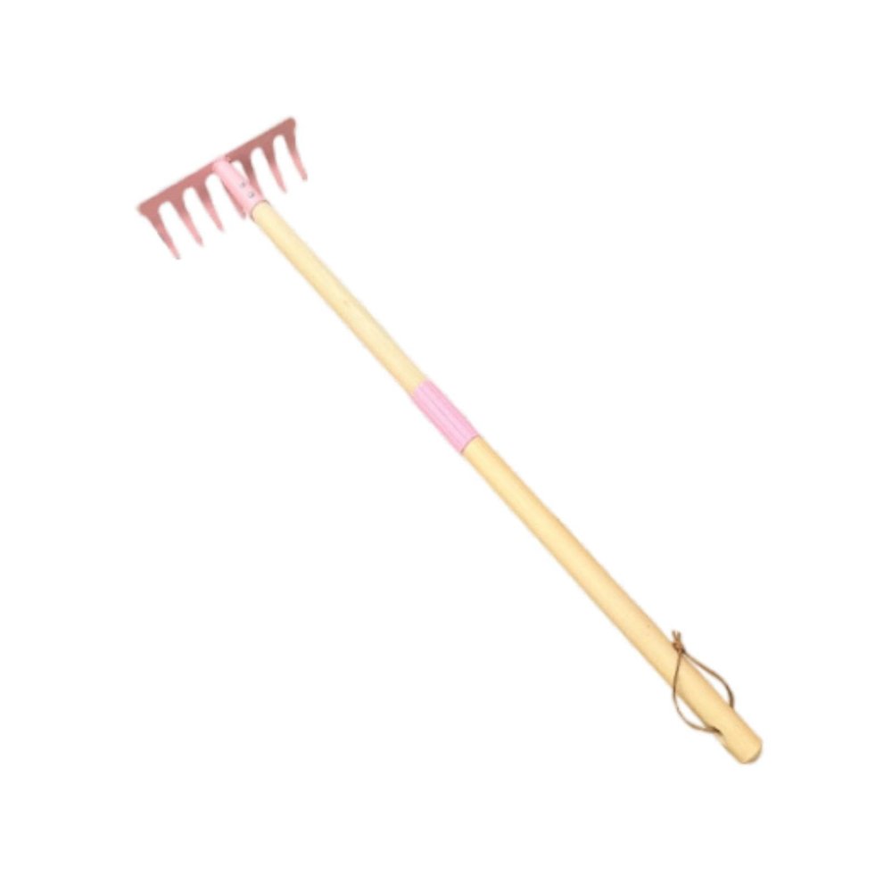 Dualoai Kids Gardening Tool Gardening Toy Gift for Girls Age 6+ Years with Wood Handle Outdoor Beach Sand Toy for Planting Household, Nail Rake