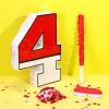 16 Inch Red and White Number 4 Pinata for 4th Birthday Party Decorations, Birthday Pinata with 16 Inch Piata Stick Blindfold Confetti for Sons Daughters, 4th Birthday Party Supplies Party Favors view 4