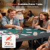 VEVOR Foldable Poker Table, 7 Player 72 in Folding Casino Leisure Table with Padded Rails & Cup Holders, Semi-Oval Portable Game Tables with Felt & Metal Legs, for Texas Hold'em Game and Blackjack view 2