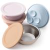 Moonkie Baby Suction Bowls for Self-Feeding: 3 Strong Suction Bases Prevent Spills - Seamless One-Piece Design for Easy Cleanup - Stainless Steel & Silicone Toddler Bowls with Lids - 13 oz 4 Pack view 1
