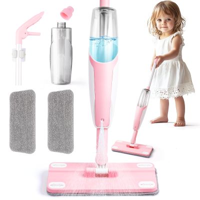 Pink Mini Spray Mop for Toddler-Girls Montessori Cleaning Toy That Real Spray Water,Pretend Playhouse Essentials for Girls Ages 3-8,Toddler Educational Housekeeping Set