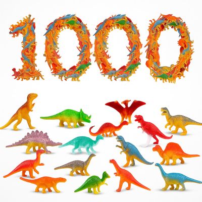 Deekin 600 Pcs Mini Dinosaur Figures Kids Birthday Gifts Mini Dinosaur Toys Bulk Cupcake Toppers Small Plastic Educational Figures Dino Party Favors for School Classroom Exchange Valentine Gift