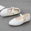 Girls Princess Dress Shoes ary Jane lats Glitter ow Heel Bridesmaids Wedding Birthday Part Footwear Shoes (White, 10.5 Little Child) view 3