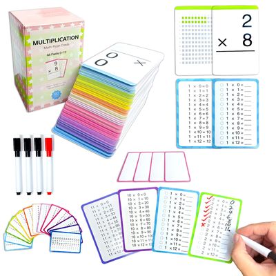 182 Multiplication Flash Cards for Kids Ages 8-12 - Multiplication Table | Math Flash Cards 0-12 All Facts (Answer on Back) | Includes 4 Dry Erase Markers, Workbook & Game | Classroom or Homeschool