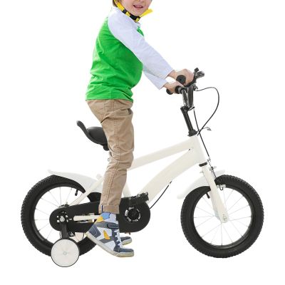 BAIODNB Kids Bike Bicycle for Boys Girls 14 Inches Toddlers Bike with Training Wheels Sturdy Frame Adjustable Seat Handbrake Children's Learning Bicycle Ages 2-6 Years (White)