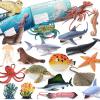20 Pcs Ocean Animal Toy with Educational Booklet, Plastic Sea Animal with Gift Box, Mini Sea Creature Figures for Kids Age 3+, Birthday Gift, Ocean Theme Party Favor, Water Bath Toy for Toddler view 1