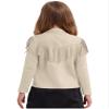 ACSUSS Children Cowgirl Tassels Fringed Lapel Collar Long Sleeve Button Down Shirt for Western Cowboy Costume Beige Apricot 10 Years view 2