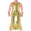 ACSUSS Kids Boys Hippie Dude Costume Halloween Retro 70s Disco Outfits Shiny Metallic Dance Jumpsuits Gold 6 Years view 1