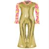 ACSUSS Kids Boys Hippie Dude Costume Halloween Retro 70s Disco Outfits Shiny Metallic Dance Jumpsuits Gold 6 Years view 3