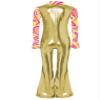 ACSUSS Kids Boys Hippie Dude Costume Halloween Retro 70s Disco Outfits Shiny Metallic Dance Jumpsuits Gold 6 Years view 4