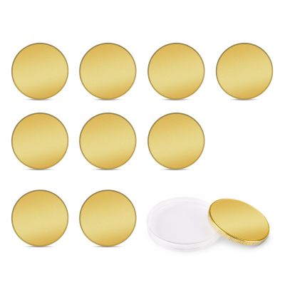 10PCS Brass Coin Blanks, 40403mm Blank Challenge Coins with Acrylic Protection Box, Multipurpose Coin Blanks for Laser Engraving, Creative DIY, Travel Commemorative Collection, Bulk Craft Supplies