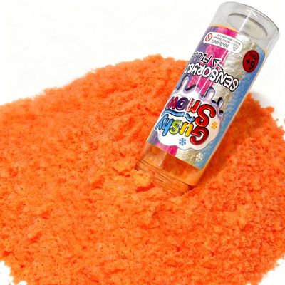 GushySnowLatex Material Sensory bin Filler Bulk Play Fake Snow Sand Toy for Kid Toddler Girl boy Suitable Play Sensory Table Sand Game Box Items (Orange)