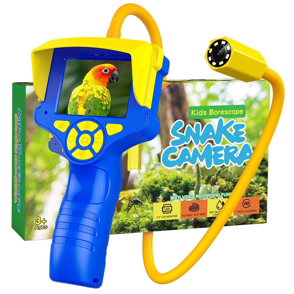 Borescope Snake Camera with Light & 32G SD Card for Kids Age 4-12, Educational Nature Science Toys Gifts for 4 5 6 7 8 9 10 Year Old Boys Girls, Rotatable Screen, Hiking Camping Toy for Boy