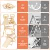 CHAO KWORLDS Pikler Triangle Set 8-in-1 Foldable Montessori Wooden Climbing Toys for Toddlers 1-5 Years Indoor Jungle Gym with Slide, Arch Ladder & Ramp Solid Wood Baby Activity Climber view 4