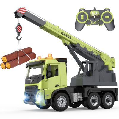 Double E Volvo FMX 1:20 Scale RC Crane Truck - 660 Rotating Console, 2.4GHz Anti-Interference, Realistic Lifting Sounds & LED Work Lights - Construction Toy for Adults