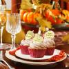 12 Pcs Fall Cupcake Topper Decorations Gold Mirror Acrylic Round Pumpkin Turkey Pinecone Shaped Cake Decoration Thanksgiving Day Party Supplies view 2