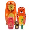 TAILERRI Nesting Dolls, Animal Nesting Easter Eggs Toys, Wooden Matryoshka Dolls for Kids (Round Lion) view 1