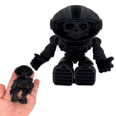Whattiho Skeleton Astronaut Toy 3D Printed Articulated Zombie Figure with Movable Helmet, Halloween Decor and Office Desk Ornament (Black, 5 inch)