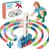 220Pcs Domino Train Toys, Automatic Dominoes Building Train Set for Kids 2-4 4-8, Stacking Kids Games Stem Montessori Educational Toys for 3 4 5 6 7 8 Year Old Boys Girls Valentines Birthday Gifts view 1