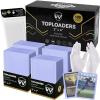 200 Card Sleeves Top Loaders for Cards, 3" x 4" Standard Premium Toploaders Card Holders Hard Plastic Card Protectors for Trading Sports Football Game Cards(100 Toploaders + 100 Penny Sleeves) view 1