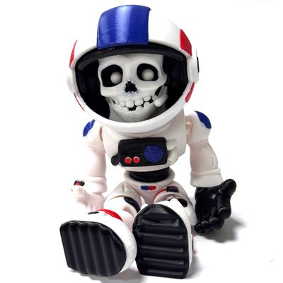 Whattiho Skeleton Astronaut Toy 3D Printed Articulated Zombie Figure with Movable Helmet, Halloween Decor and Office Desk Ornament (Candy Color, 5 inch)