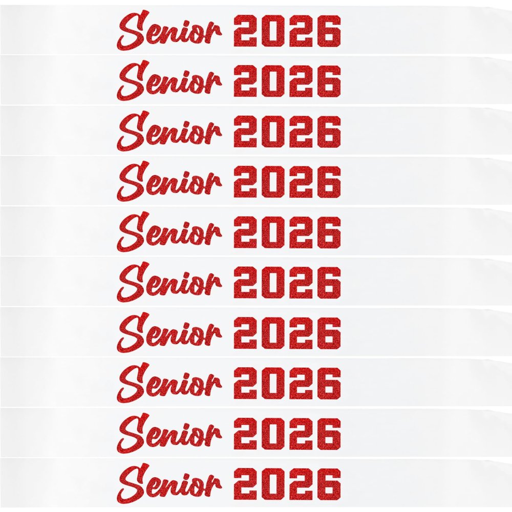 10Pcs Senior Sash 2026 Red Glitter White Satin Sashes for Class of 2026 Graduation Celebrations Party Graduated Senior Cheerleader