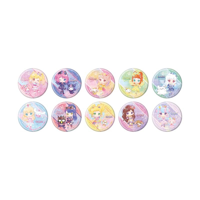 Aikatsu Stars! x Sanrio Characters 02 [Collaboration Illustration [Minicar] Hologram Can Badge 2.2 inches (57 mm) Box of 10