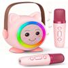 Mini Karaoke Machine Toy for Kids, Portable Karaoke Machine with 2 Wireless Microphone for 4,5,6,7,8,9,10,11,12+ Years Old Christmas Birthday Gifts Girls Boys (Pink) view 1
