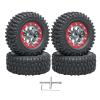 4PCS 1.3" Beadlock Wheel Tires Set 1.3inch Aluminum Beadlock Wheel Hub  65mm/2.56inch Colored Rubber Crawler Tires for 1/18 TRX4M 1/24 SCX24 FCX24 RC Crawler Car (black tires + red wheel hub) view 1