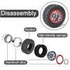 4PCS 1.3" Beadlock Wheel Tires Set 1.3inch Aluminum Beadlock Wheel Hub  65mm/2.56inch Colored Rubber Crawler Tires for 1/18 TRX4M 1/24 SCX24 FCX24 RC Crawler Car (black tires + red wheel hub) view 2