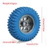 4PCS 1.3" Beadlock Wheel Tires Set 1.3inch Aluminum Beadlock Wheel Hub  65mm/2.56inch Colored Rubber Crawler Tires for 1/18 TRX4M 1/24 SCX24 FCX24 RC Crawler Car (blue tires + red wheel hub) view 4