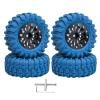 4PCS 1.3" Beadlock Wheel Tires Set 1.3inch Aluminum Beadlock Wheel Rim  2.56inch Colored Rubber Crawler Tires for 1/18 TRX4M 1/24 SCX24 FCX24 RC Crawler Car (blue tires + black wheel hub) view 1