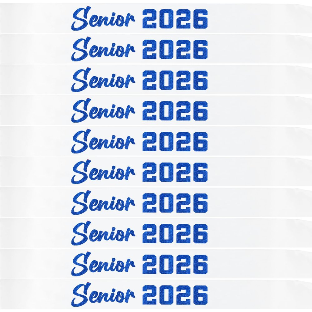 10Pcs Senior Sash 2026 Blue Glitter White Satin Sashes for Class of 2026 Graduation Celebrations Party Graduated Senior Cheerleader