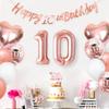 10th Birthday Decorations for Girls Women Rose Gold, Happy 10th Birthday Banner, 10 Number Balloon, Heart Balloons, Round Latex Balloons, Cake Topper, Rose Gold 10 Party Decorations Supplies for Women view 4