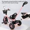 White,JIYIAN Kids Pedal Bicycle with Hand-Pushed, Toddler Bike Removable Handle, Extra-Wide Anti-Slip Wheels, Sturdy Steel Frame for Balance & Exercise 2-in-1 Ride-On & Stroller Toy view 4