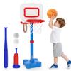 EagleStone 4-in-1 Toddler Basketball Hoop and T Ball Set, Adjustable Height Basketball Hoop,Tee Ball & Ring Toss Toy, Outdoor Indoor Sports Gift for Boys Girls Toddlers Ages 3-8 view 1