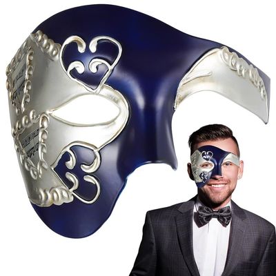 Venetian Phantom Mask For Halloween, Half-Face Masquerade Mask With Adjustable Ribbons For Comfort And Style