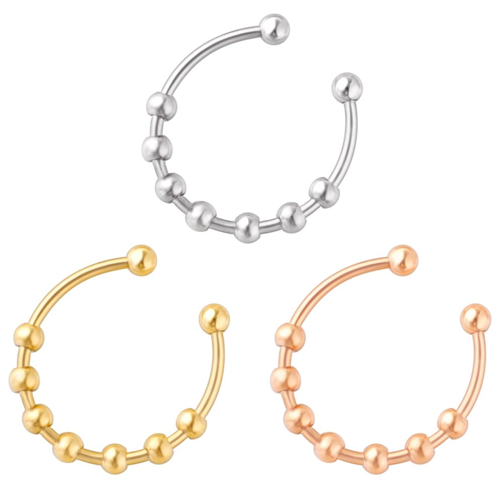 3Pcs Adjustable Anxiety Rings, Stress Relief Bead Rings For All