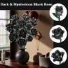 12 Black Roses Building Block Bouquet Set, 585 PCS Artificial Flowers Symbol of Mystery, Elegance & Transformation  Gothic Romantic Gift for Partner, Home Dcor view 3