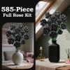 12 Black Roses Building Block Bouquet Set, 585 PCS Artificial Flowers Symbol of Mystery, Elegance & Transformation  Gothic Romantic Gift for Partner, Home Dcor view 4