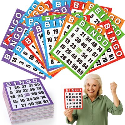 Eersida 200 Pack Jumbo Bingo Cards Set 8" x 9" Reusable Easy to Read Bingo Paper Game Cards Board with Large Numbers Ideal for Seniors, Family Game Night Activities